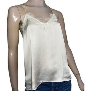 Cami NYC S Ivory Cream Eyelash Lace Neck Racerback Spaghetti Strap Camisole